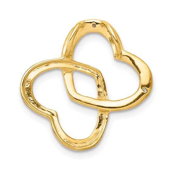 14k and White Rhodium .01 carat Diamond Double Entwined Heart Chain Slide