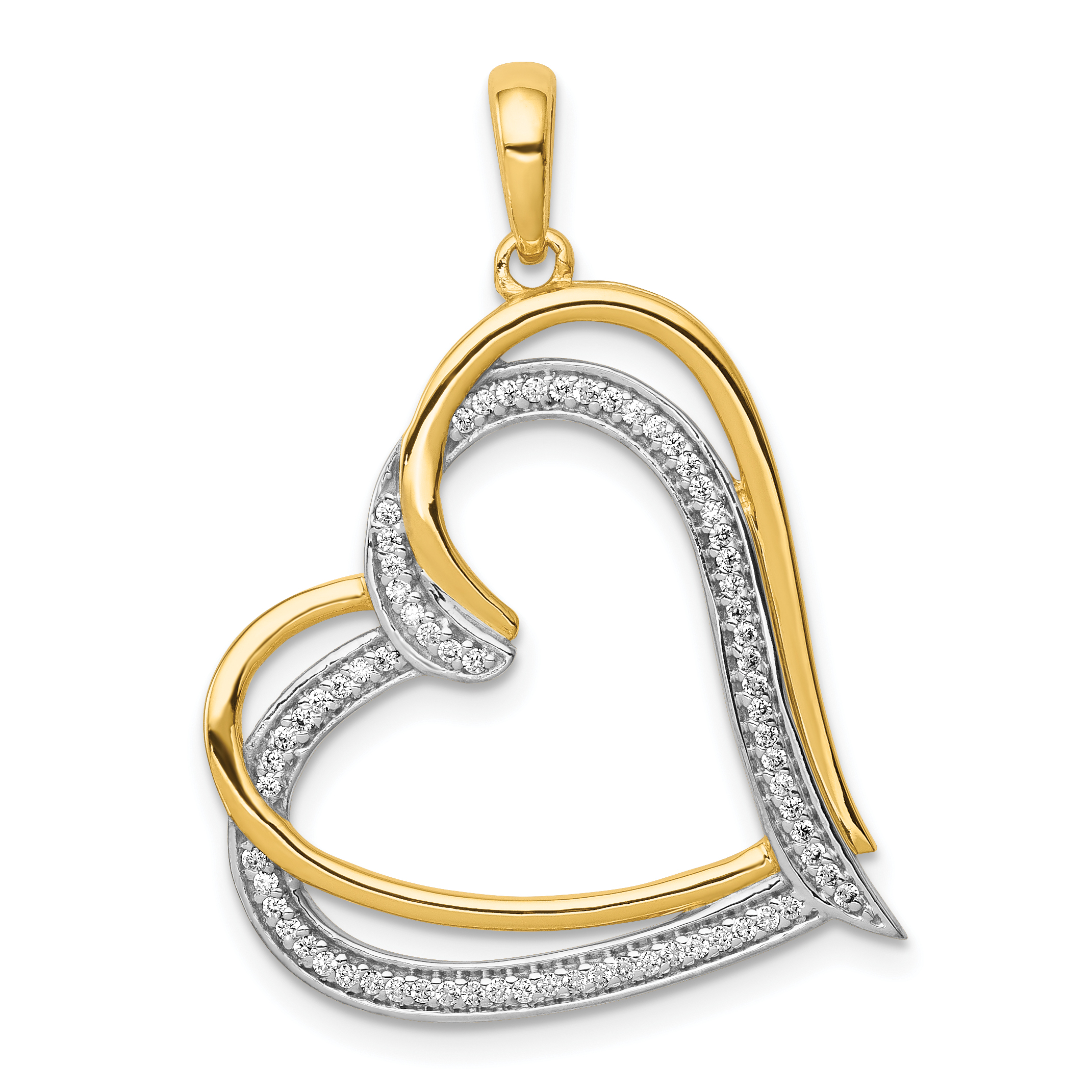 14k 1/6ct. Diamond Double Heart Pendant (PM4920-016-YA)