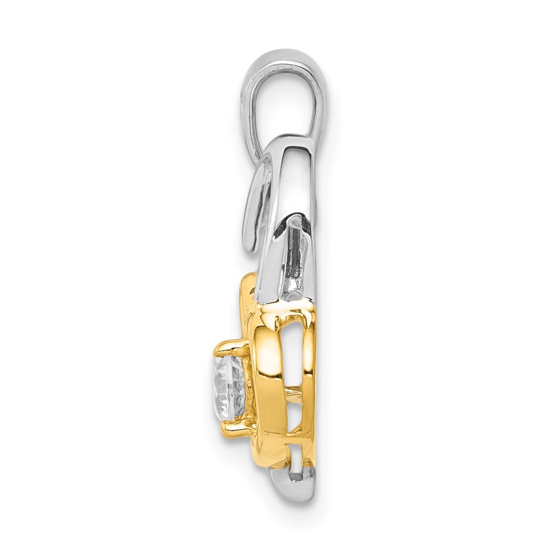 14k Two Tone 1/5 carat Lab Grown Diamond VS/SI+ G+ Complete Double Heart Pendant