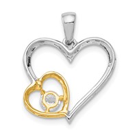 14K Two Tone 0.20 Carat Lab Grown Diamond VS SI+ G+ Complete Double Heart Pendant view 3