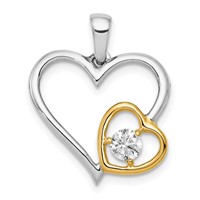 14K Two Tone 0.20 Carat Lab Grown Diamond VS SI+ G+ Complete Double Heart Pendant view 1