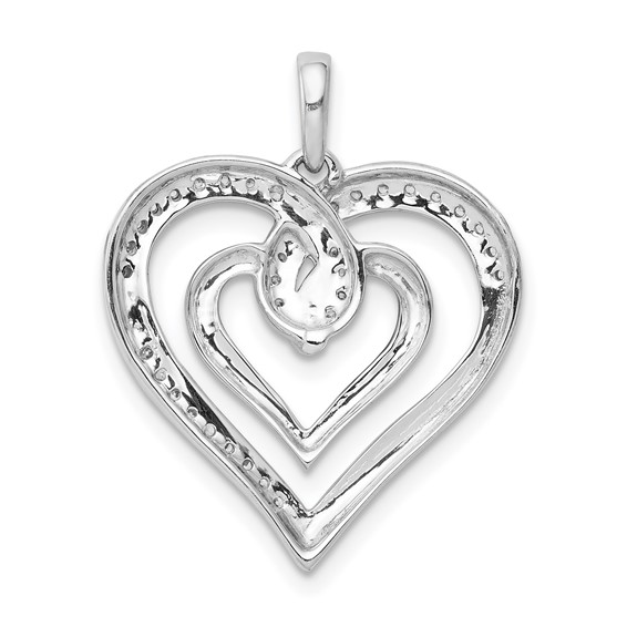 14k White Gold 1/6 carat Diamond Entwined Heart Pendant