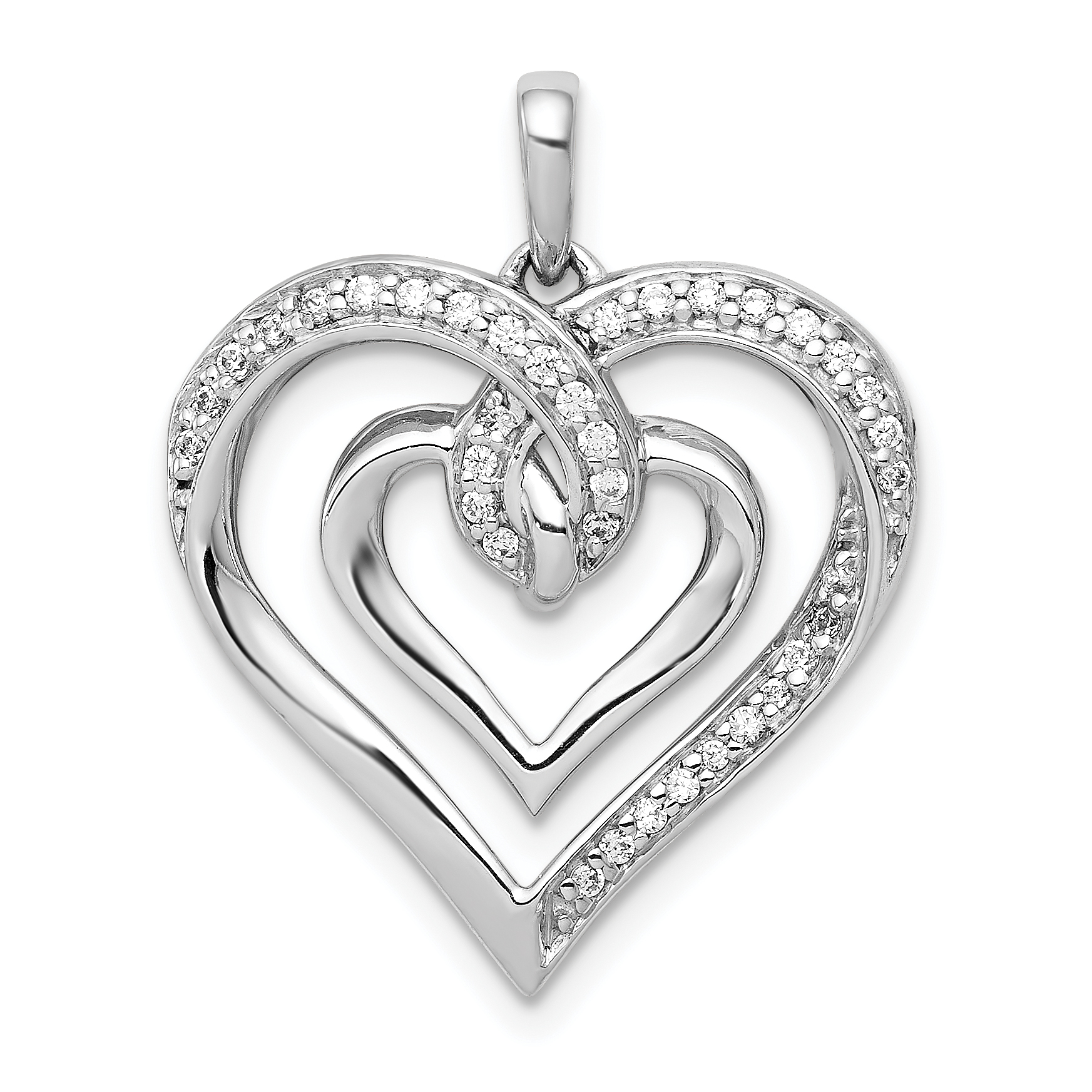 14k White Gold 1/6ct. Diamond Entwined Heart Pendant (PM4927-016-WA)