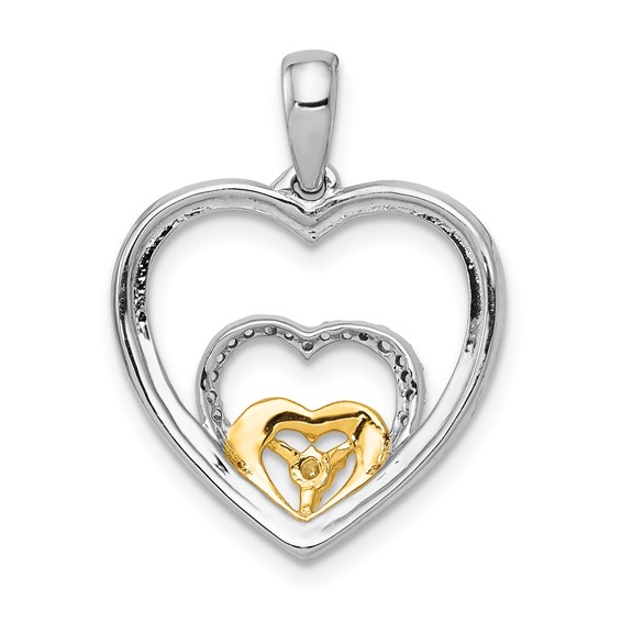 14k Two-Tone 1/15 carat Diamond Triple Heart Pendant