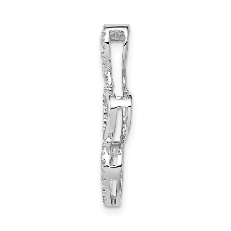 14k White Gold 1/10 carat Lab Grown Diamond VS/SI+ G+ Complete Triple Heart Chain Slide Pendant