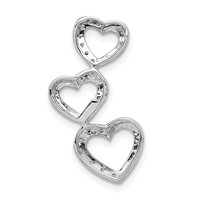 14K White Gold 0.10 Carat Lab Grown Diamond VS SI+ G+ Complete Triple Heart Chain Slide Pendant view 3