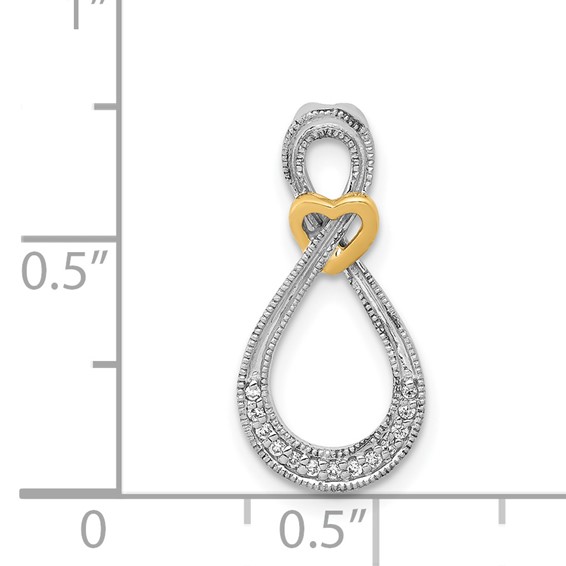 14k Two-tone 1/20 carat Diamond Infinity with Heart Chain Slide
