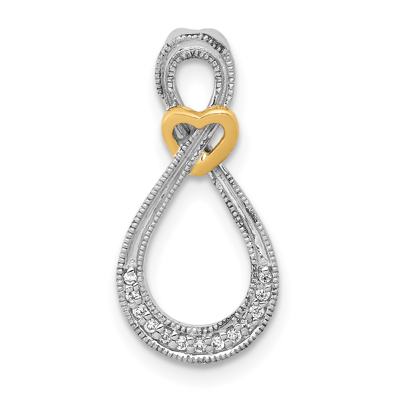 14k Two-tone 1/20ct. Diamond Infinity w/Heart Chain Slide (PM4933-006-WYA)