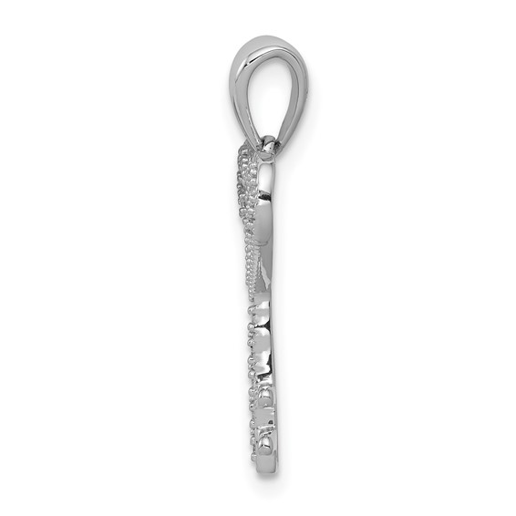 14k White Gold 1/20 carat Diamond Heart Key Pendant