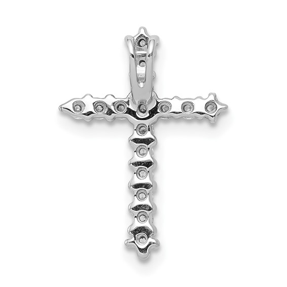 14k White Gold 1/4 carat AA Diamond Cross Chain Slide