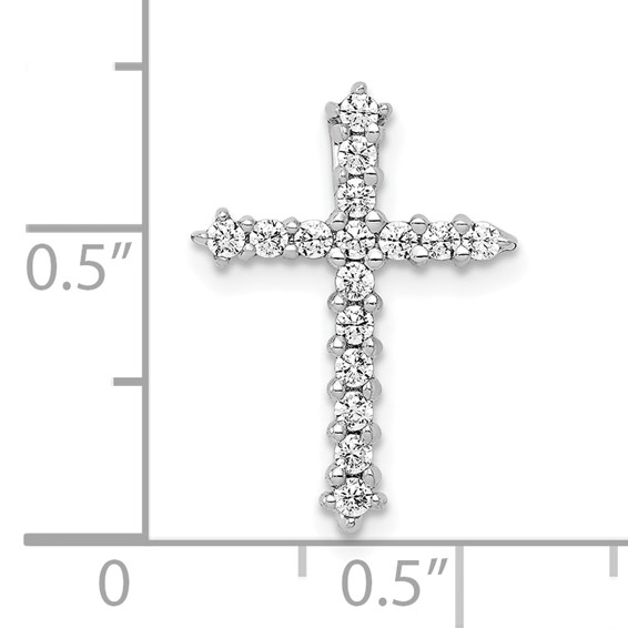 14k White Gold 1/4 carat AA Diamond Cross Chain Slide