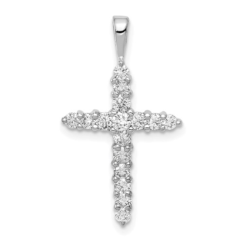 14K White Gold 0.50 Carat Lab Grown Diamond VS SI+ G+ Complete Cross Pendant
