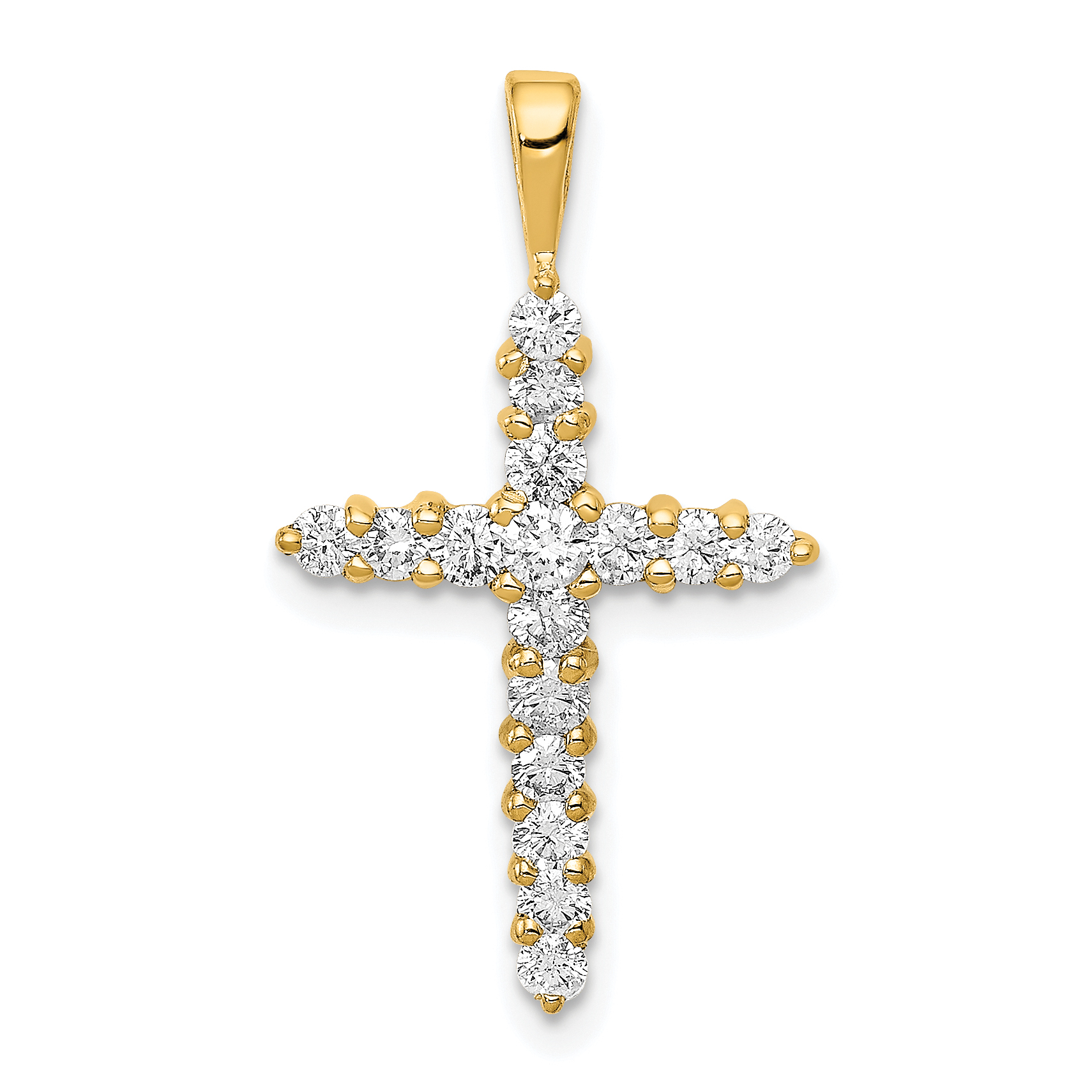 14k 1/2 carat Lab Grown Diamond VS/SI+ G+ Complete Cross Pendant (PM4949-050-YLG)