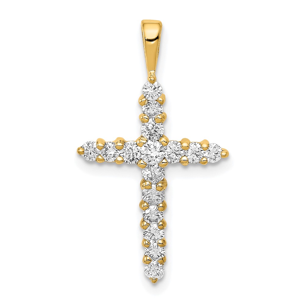 14k 1/2 carat Lab Grown Diamond VS/SI+ G+ Complete Cross Pendant (PM4949-050-YLG)