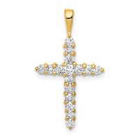 14K Yellow Gold 0.50 Carat Lab Grown Diamond VS SI+ G+ Complete Cross Pendant view 1