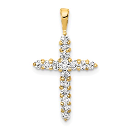 14K Yellow Gold 0.50 Carat Lab Grown Diamond VS SI+ G+ Complete Cross Pendant