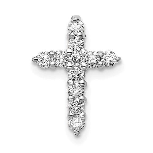 14K White Gold 0.33 Carat Lab Grown Diamond VS SI+ G+ Complete Cross Chain Slide Pendant
