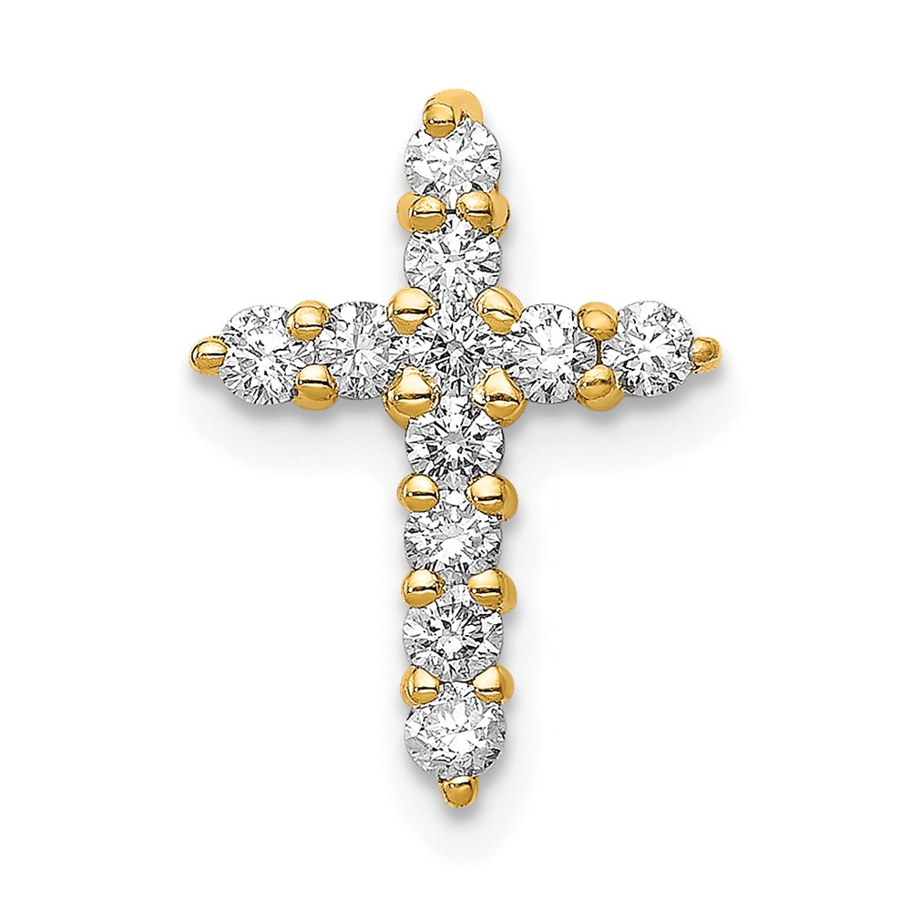 14K Yellow Gold 0.33 Carat Lab Grown Diamond VS SI+ G+ Complete Cross Chain Slide Pendant
