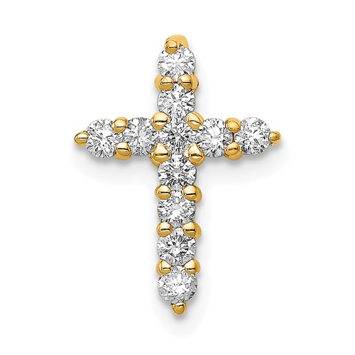 14K Yellow Gold 0.33 Carat Lab Grown Diamond VS SI+ G+ Complete Cross Chain Slide Pendant