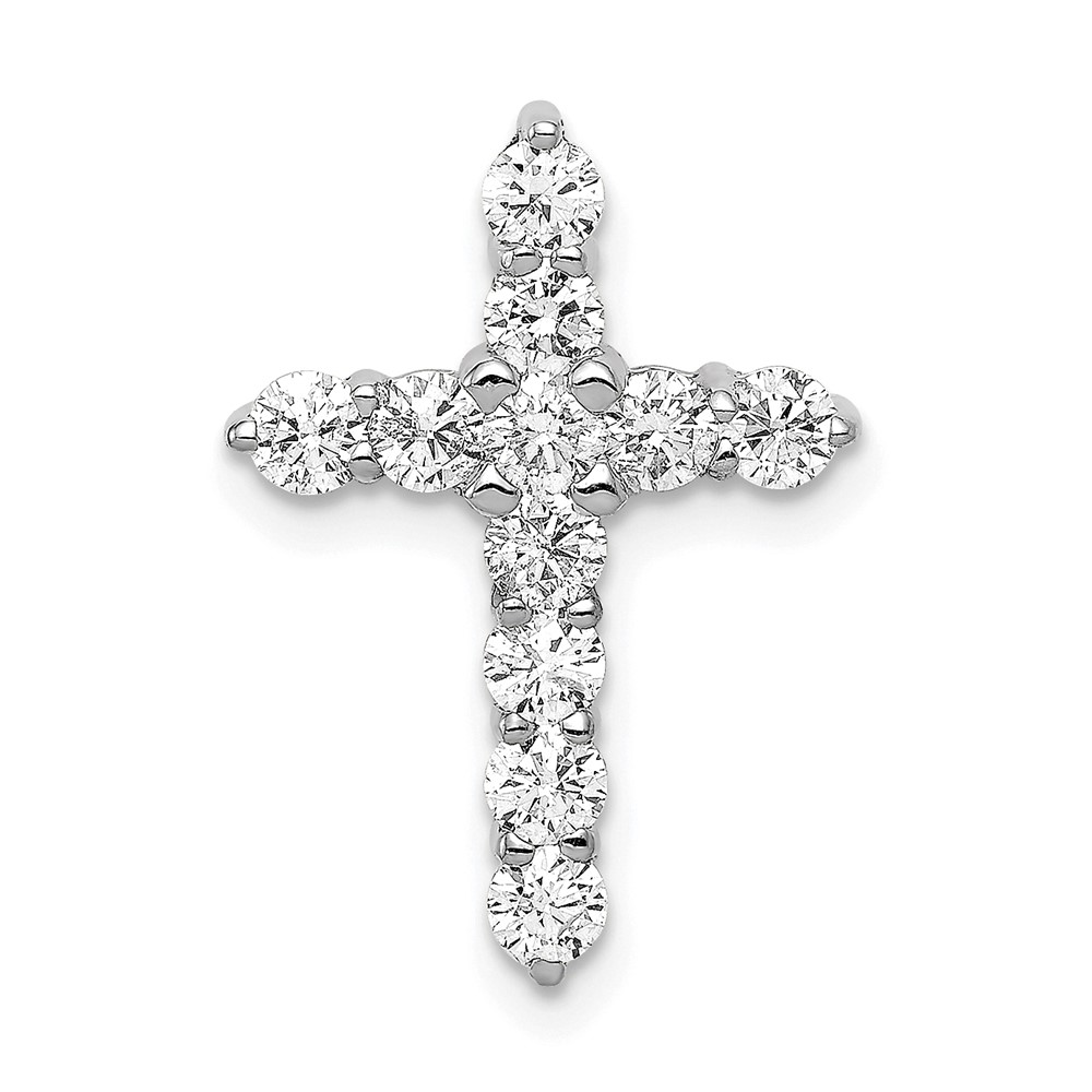 14K White Gold 0.75 Carat Lab Grown Diamond VS SI+ G+ Complete Cross Chain Slide Pendant