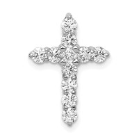 14K White Gold 0.75 Carat Lab Grown Diamond VS SI+ G+ Complete Cross Chain Slide Pendant view 1