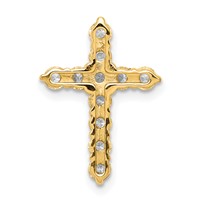 14K Yellow Gold 0.75 Carat Lab Grown Diamond VS SI+ G+ Complete Cross Chain Slide Pendant view 3