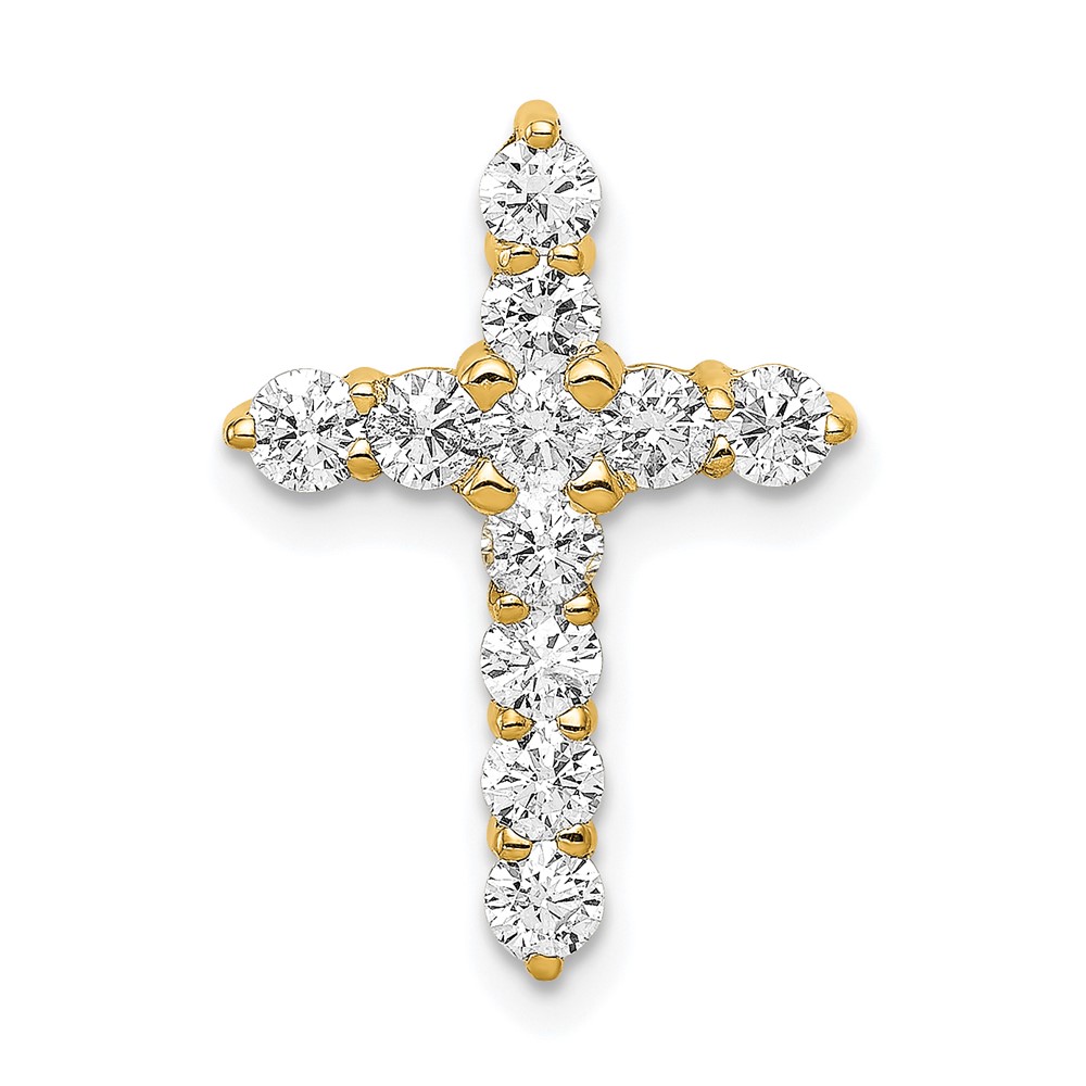 14K Yellow Gold 0.75 Carat Lab Grown Diamond VS SI+ G+ Complete Cross Chain Slide Pendant