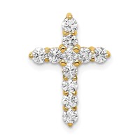 14K Yellow Gold 0.75 Carat Lab Grown Diamond VS SI+ G+ Complete Cross Chain Slide Pendant view 1