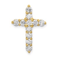 14K Yellow Gold 1 Carat Lab Grown Diamond VS SI+ G+ Complete Cross Chain Slide Pendant view 1