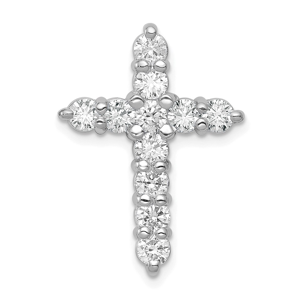 14K White Gold 1.25 Carat Lab Grown Diamond VS SI+ G+ Complete Cross Chain Slide Pendant