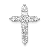 14K White Gold 1.25 Carat Lab Grown Diamond VS SI+ G+ Complete Cross Chain Slide Pendant view 1