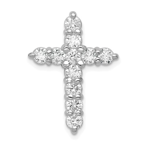 14K White Gold 1.25 Carat Lab Grown Diamond VS SI+ G+ Complete Cross Chain Slide Pendant