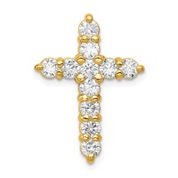 14K Yellow Gold 1.25 Carat Lab Grown Diamond VS SI+ G+ Complete Cross Chain Slide Pendant view 1