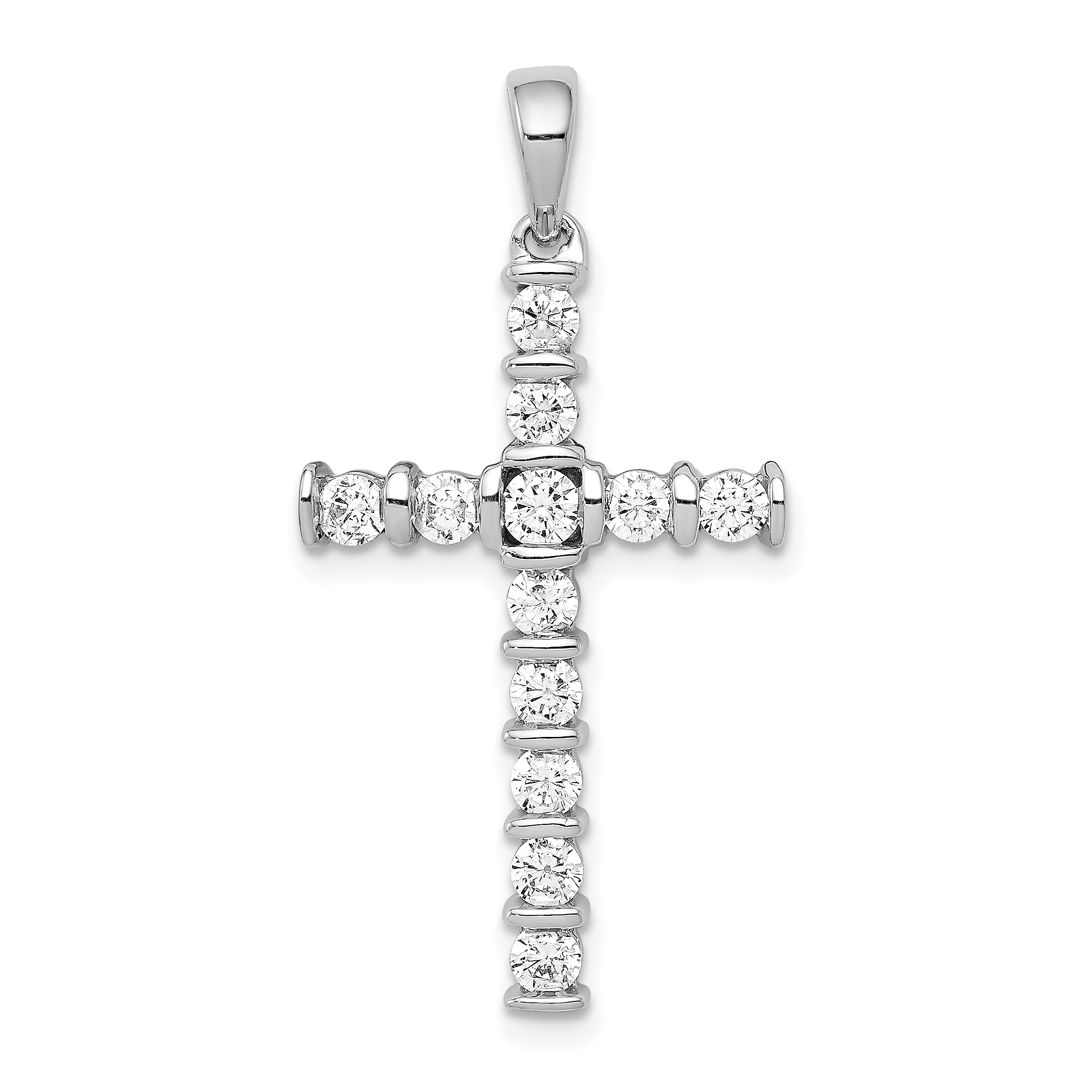 14k White Gold AA 3/4ct. Diamond Latin Cross Pendant (PM4954-075-WA)