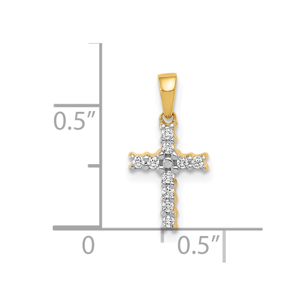 10K and Rhodium 1/10ct. Diamond Latin Cross Pendant (PM4956-010-1YA)