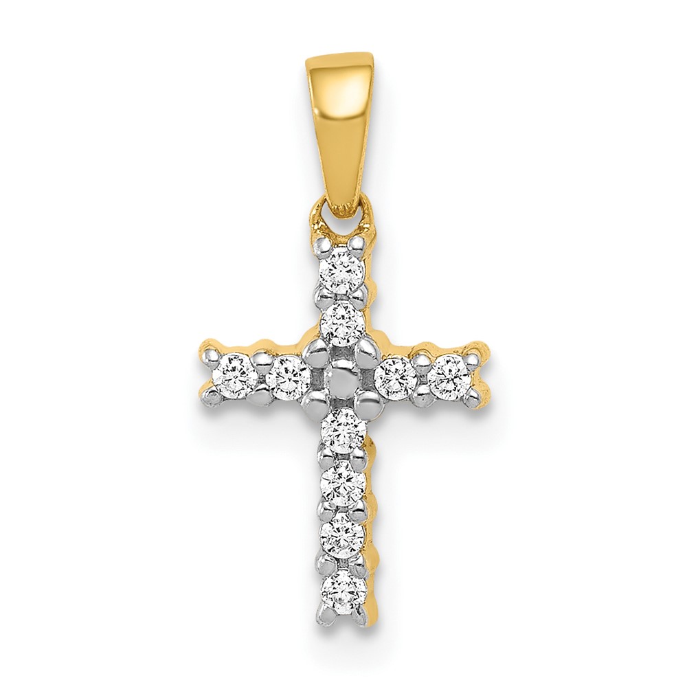 10K and Rhodium 1/10ct. Diamond Latin Cross Pendant (PM4956-010-1YA)
