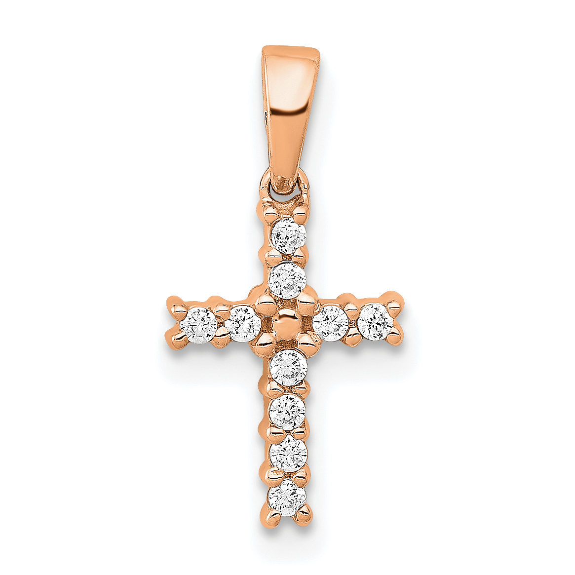 14k Rose Gold Diamond Latin Cross Pendant (PM4956-010-RA)