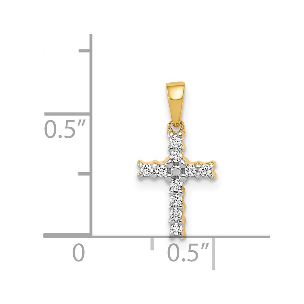 14k and Rhodium 1/10ct. Diamond Latin Cross Pendant (PM4956-010-YA)