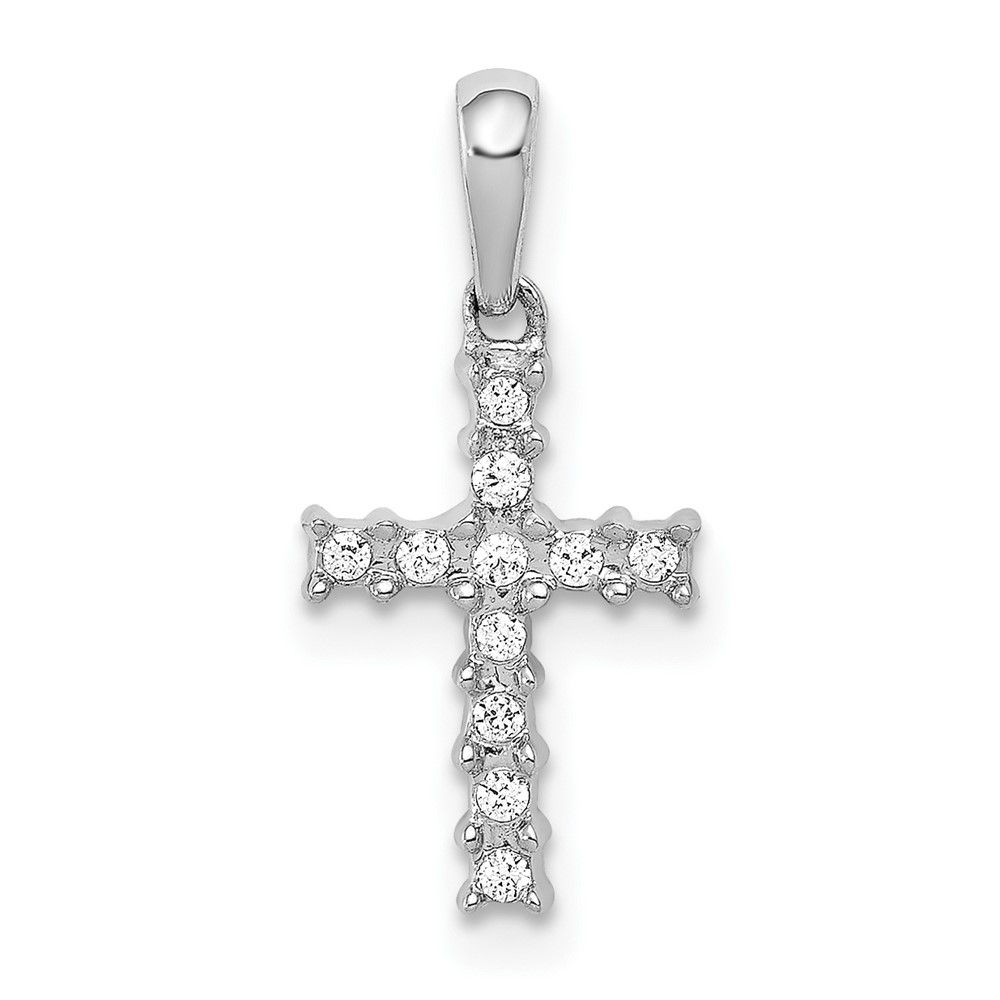 10K White Gold 1/20ct. Diamond Latin Cross Pendant (PM4957-006-1WA)