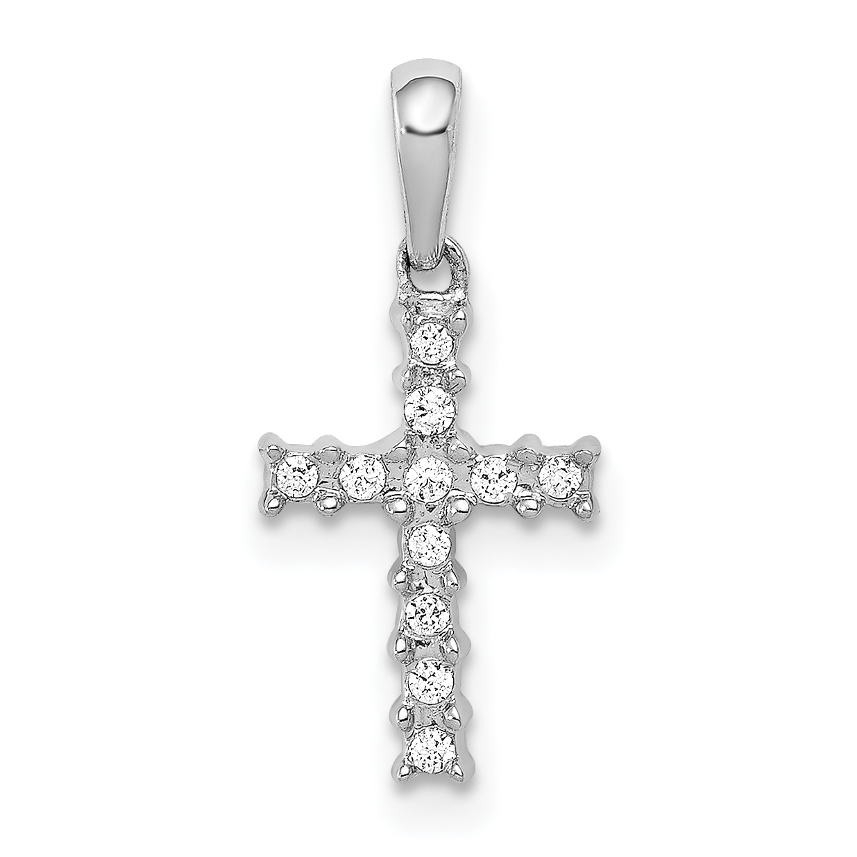 14k White Gold 1/20ct. Diamond Latin Cross Pendant (PM4957-006-WA)