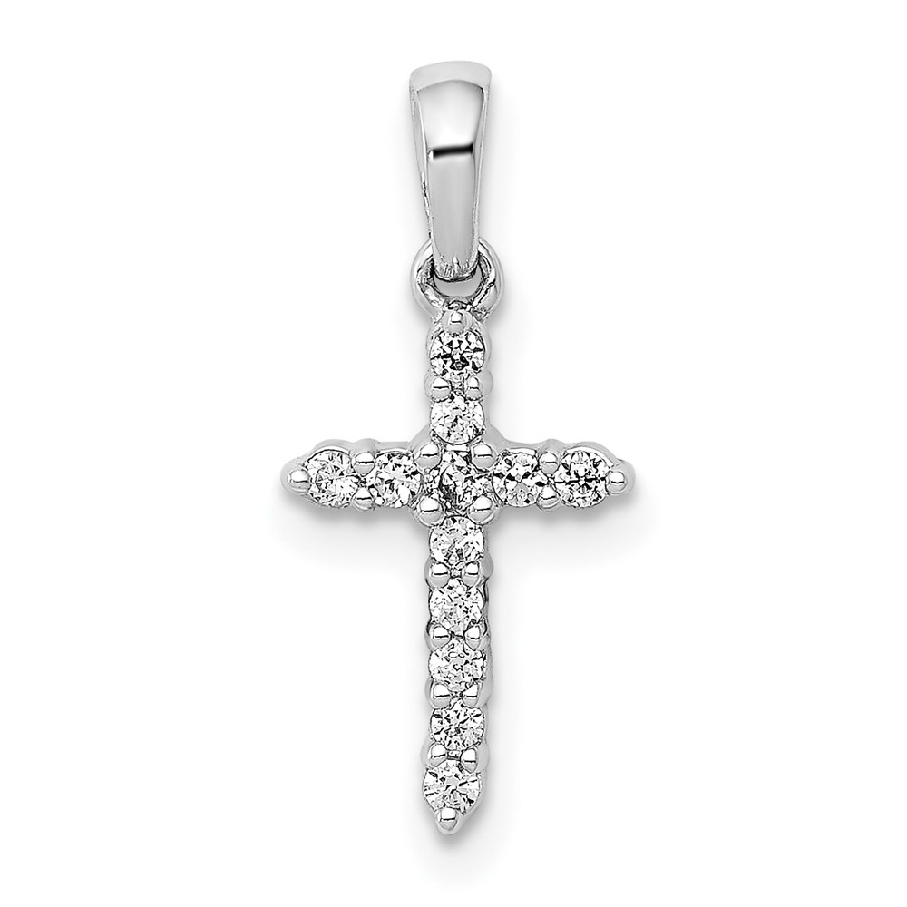 10K White Gold Polished Diamond Cross Pendant (PM4958-010-1WA)