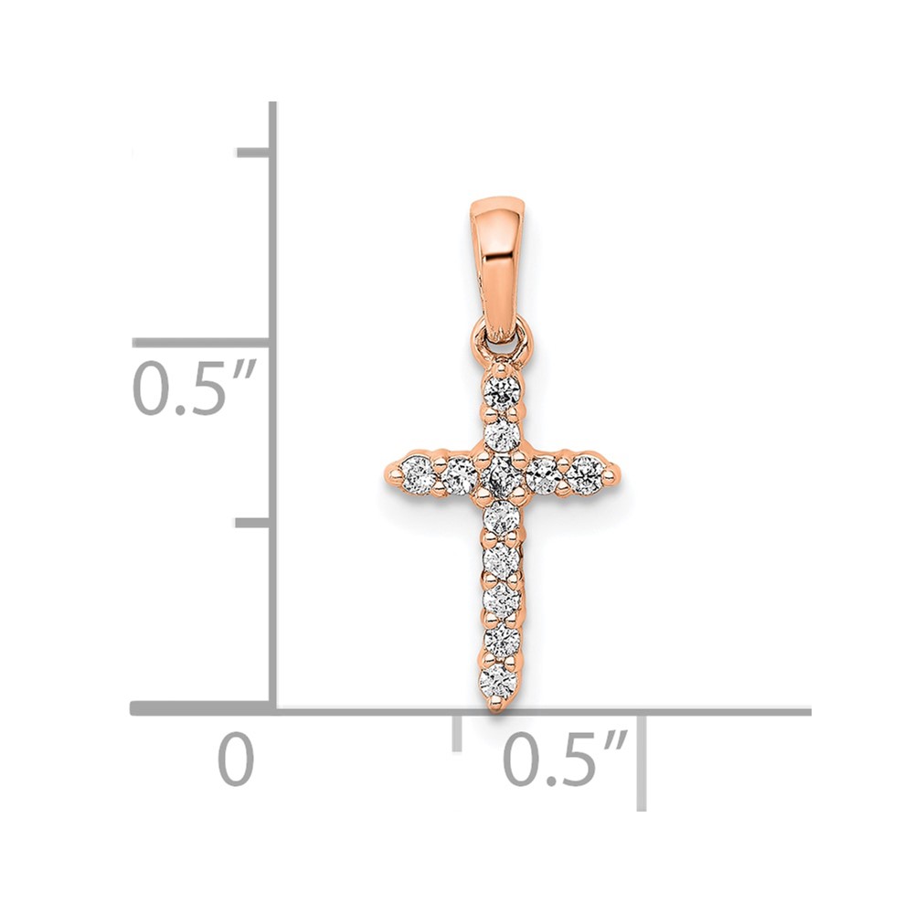 14k Rose Gold Polished Diamond Cross Pendant (PM4958-010-RA)