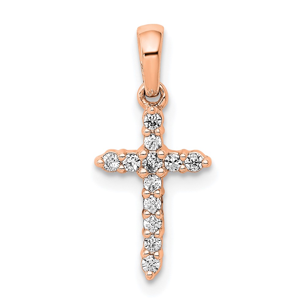 14k Rose Gold Polished Diamond Cross Pendant (PM4958-010-RA)