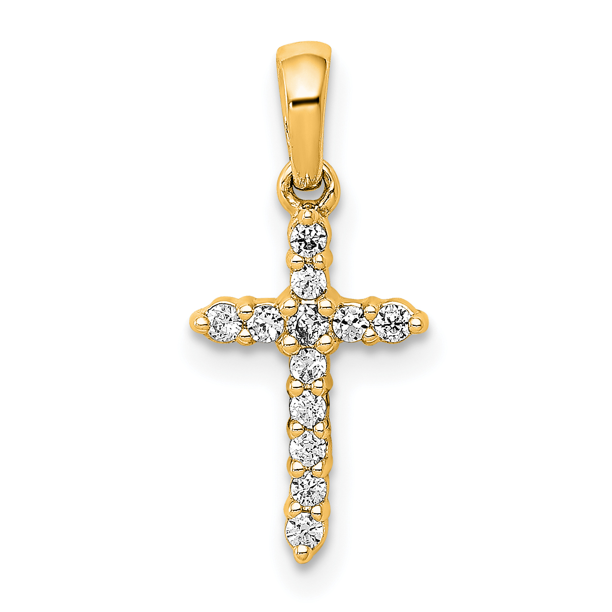 14k Yellow Gold Polished Diamond Cross Pendant (PM4958-010-YA)