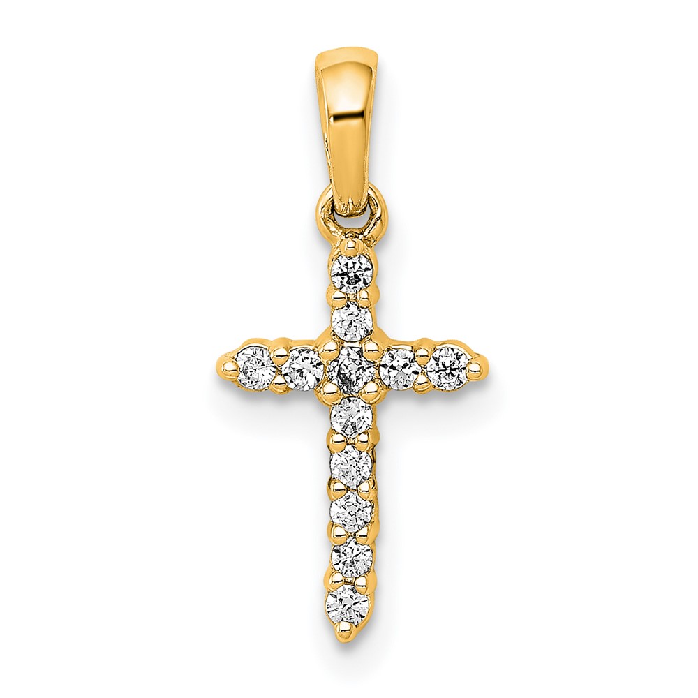 14k Yellow Gold Polished Diamond Cross Pendant (PM4958-010-YA)