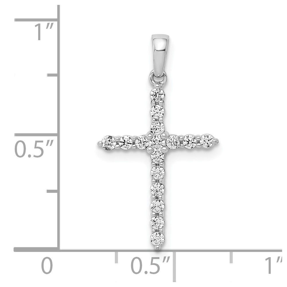 10K White Gold Polished 1/4ct. Diamond Cross Pendant (PM4959-025-1WA)