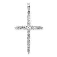 14K White Gold 0.50 Carat Lab Grown Diamond VS SI+ G+ Complete Cross Pendant view 1