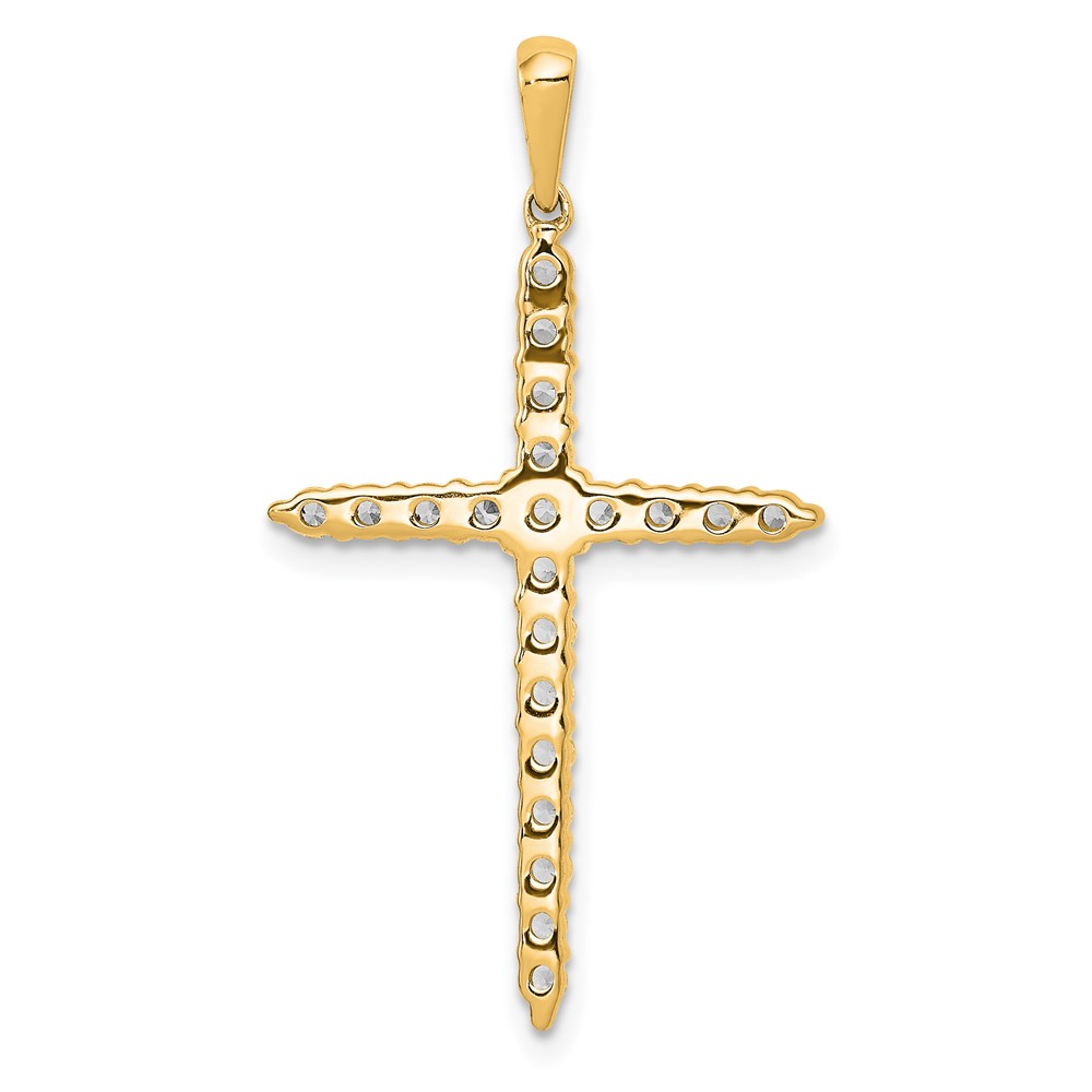 14k 1 carat Lab Grown Diamond VS/SI+ G+ Complete 18 inch Cross Pendant Necklace (PM4960-100-YLG-18)