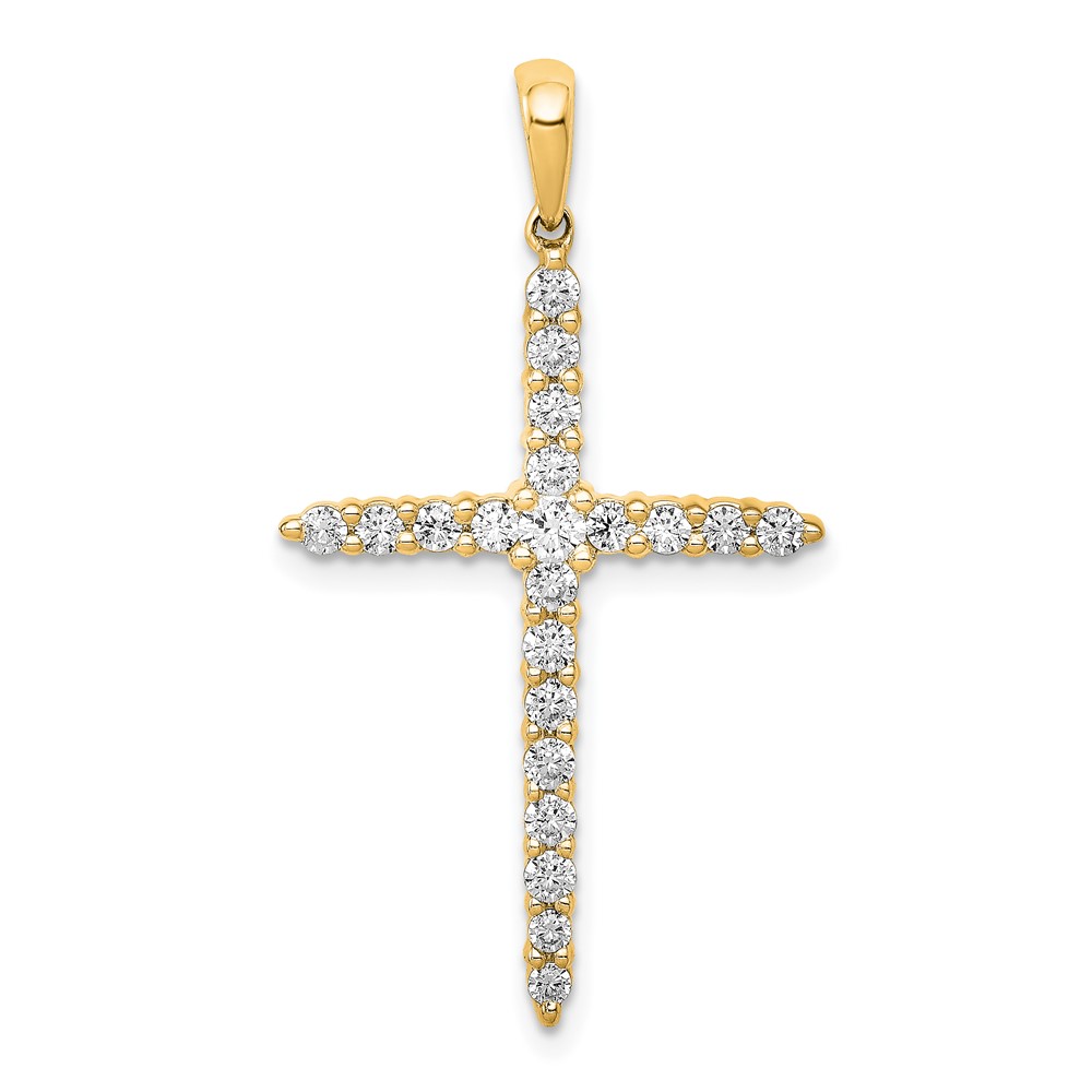 14k 1 carat Lab Grown Diamond VS/SI+ G+ Complete 18 inch Cross Pendant Necklace (PM4960-100-YLG-18)