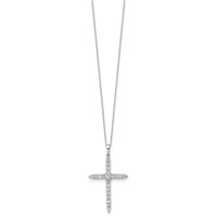 14K White Gold 1 Carat Lab Grown Diamond VS SI+ G+ Complete Cross Pendant Necklace, 18" view 2